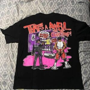 Graphic Black Awful Lot Of Cough Syrup T-Shirt with Colorful Print